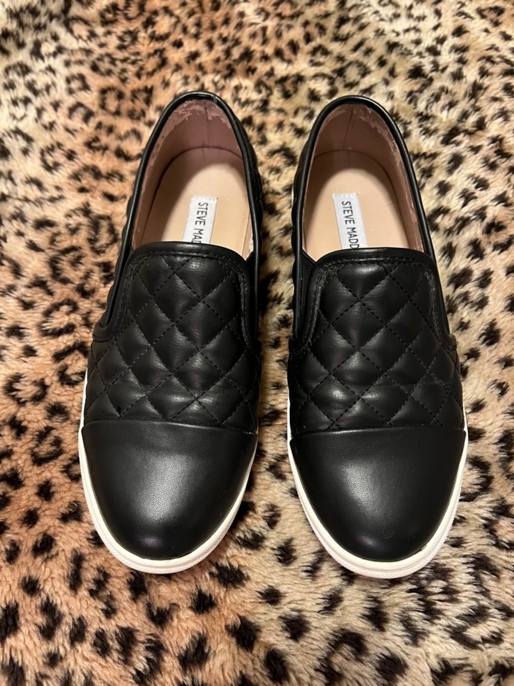 Steve Madden Black Slip-On Sneakers with White Soles